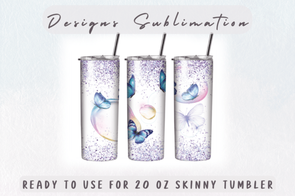 A Butterfly Design Print Template for Branded Tumbler Graphics