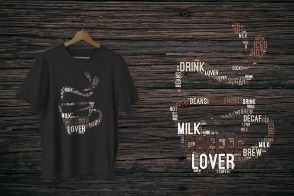 A Coffee Cup Shape Cloud Graphic for T-Shirt Designs and More