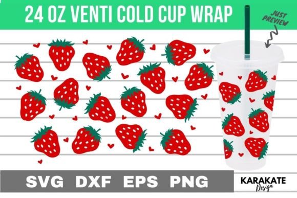 A Heart Strawberry Cup Wrap Graphic for Blogs & Crafts Content