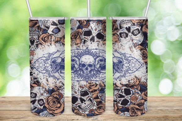 A Skull Tumbler PNG for Graphics & Crafts