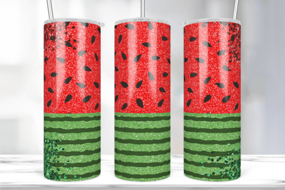 A Watermelon Glitter Tumbler Wrap for Summery Small Business Graphics