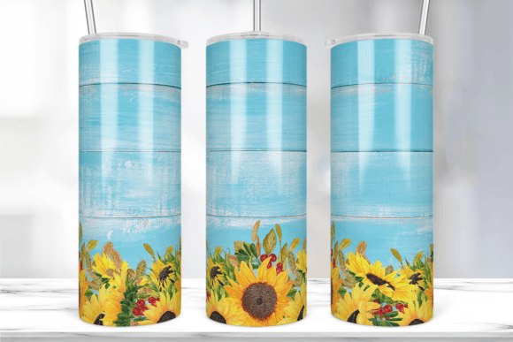 Blue Wood Sunflower Tumbler Wrap: A Versatile Graphic Design Asset