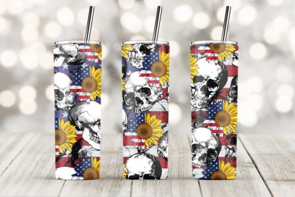 Crafting with the American Flag Skull Tumbler Graphic