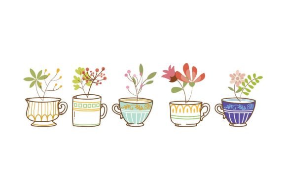 Cute Cup Flower Graphics for Creative Product Illustrations