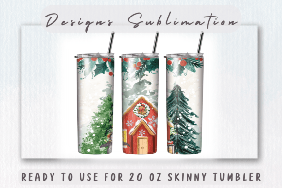 From Digital Template to Stitched Reality: Watercolor Christmas House Tumbler