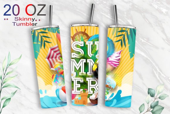 Graphics & Print Templates for a 20oz Tumbler Summer Sublimation