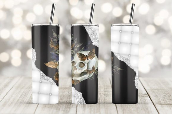 Halloween Skull Graphics for 20oz Tumbler Print Templates