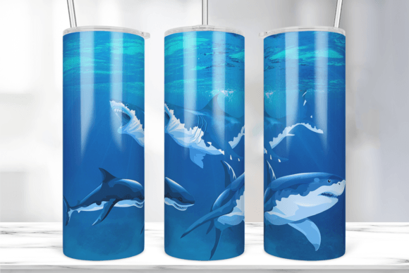 Ocean Shark Tumbler Wrap: A Graphic Design Asset for Modern Publishers